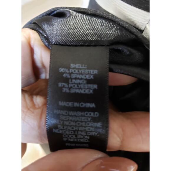 Express Dress Women Size 12 Black White Stripe Ruched Bodycon Sleeveless - Picture 8 of 9